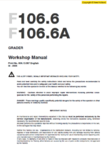 New Holland F106.6 and F106.6A Grader Service Manual