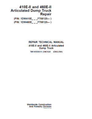 John Deere 410E II, 460E II Articulated Dump Truck Services Manual