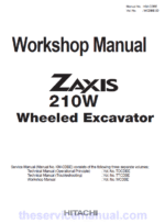 Hitachi ZX210W ZAXIS Excavator Repair Manual