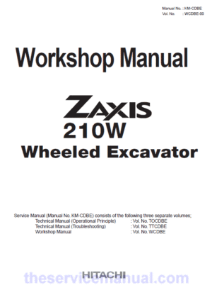 Hitachi ZX210W ZAXIS Excavator Repair Manual