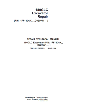 John Deere 180GLC Excavator Repair Services Manual