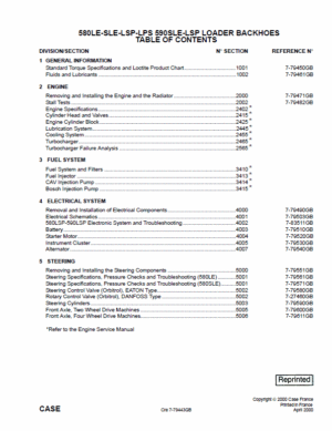 Case 580L 580SL 590SL Backhoe Loader Operators Manual