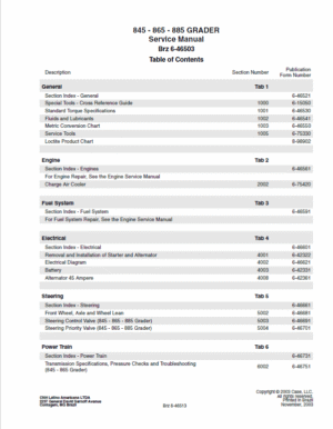 Case 845 865 885 Motor Grader Service Manual