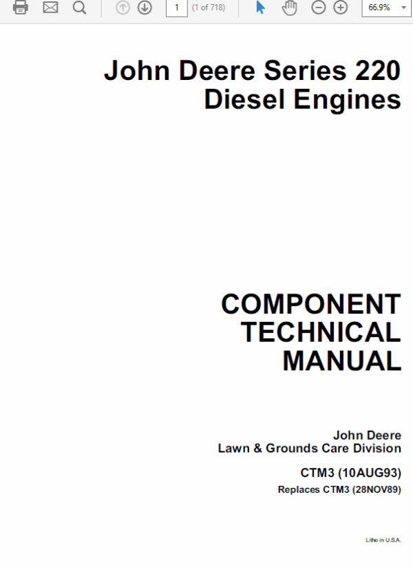 John Deere 220 Diesel Engines Service Manual