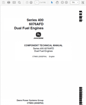 John Deere 400 Series 6076AFD Dual Fuel Engines Service Manual