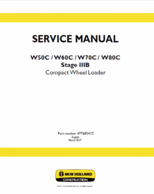 New Holland W50C, W60C, W70C, W80C Stage 3B Loader Service Manual