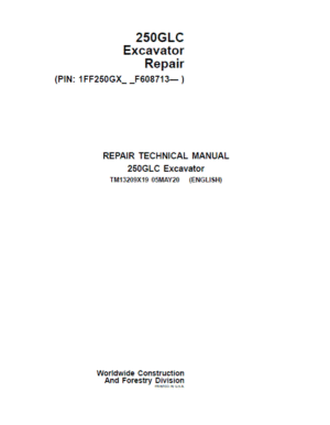 John Deere 250GLC Excavator Repair Service