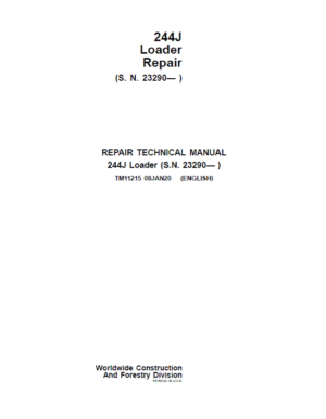 John Deere 244J Loader Repair Manual TM11215