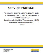 New Holland T8.320, T8.350, T8.380, T8.410, T8.435 Tractor Service Manual