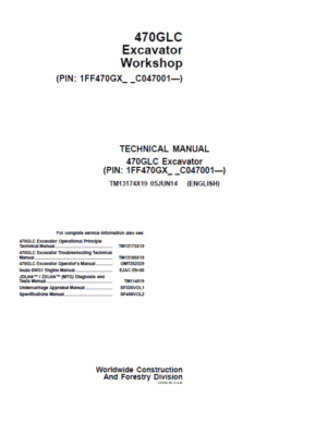 John Deere 470GLC Excavator Repair Service Manual