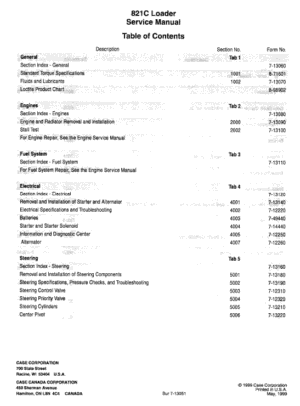 CASE 821C Wheel Loader Service Repair Manual