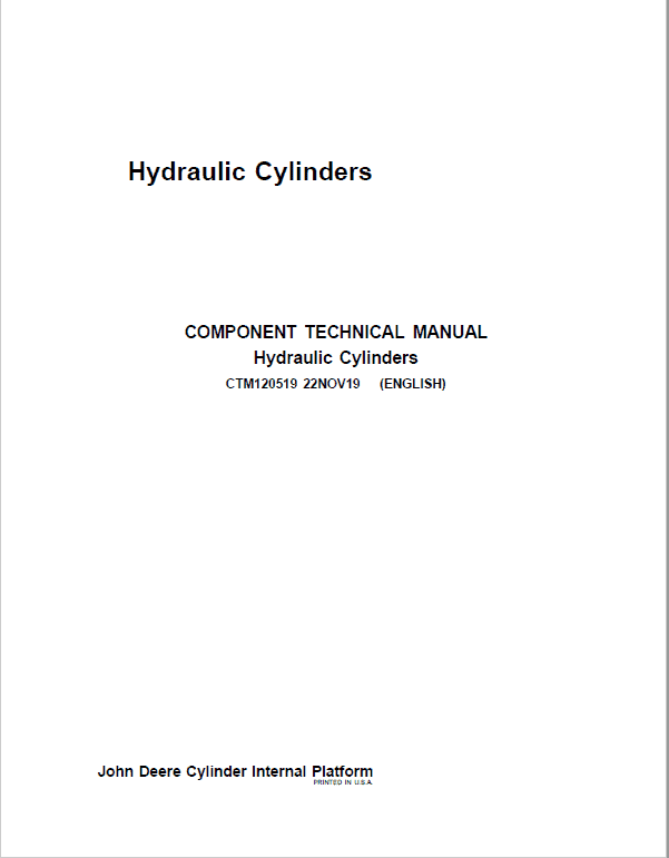 John Deere Hydraulic Cylinders Component Technical Manual