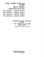 John Deere 770G, 770GP, 772G, 772GP Grader Repair Service