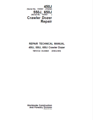 John Deere 450J, 550J, 650J Crawler Dozer Services Manual