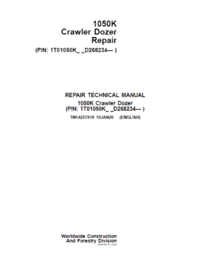 John Deere 1050K Crawler Dozer Services Manual TM