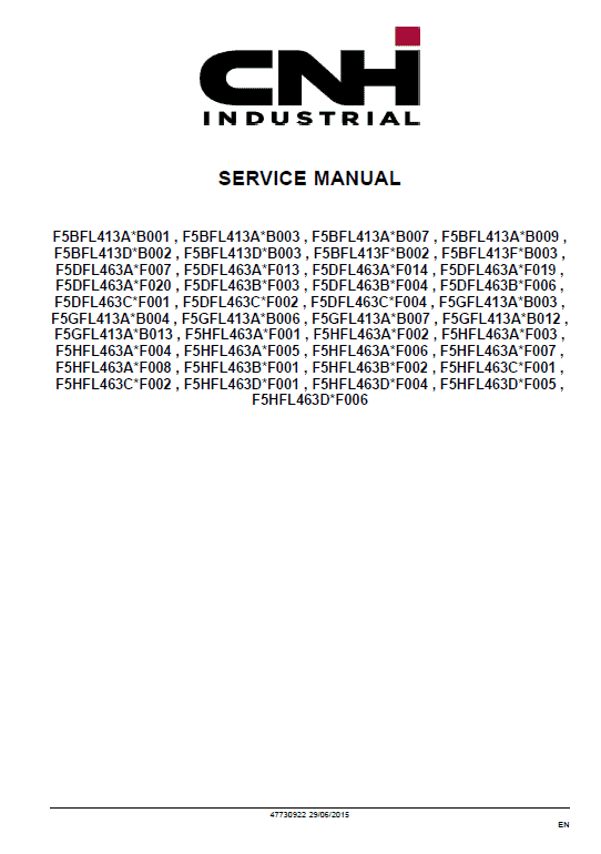 CNH F5 Tier 4B (final) and Stage IV Service Manual