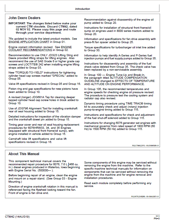 John Deere 6076 Diesel Engines Component Technical Manual - Image 2