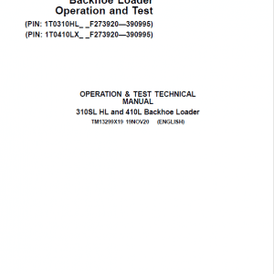 John Deere 310SL HL, 410L Backhoe Loader Service Manual - Image 2