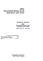 John Deere 250C Articulated Dump Truck Repair Services Manual