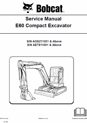 Bobcat E60 Compact Excavator Repair Service Manual