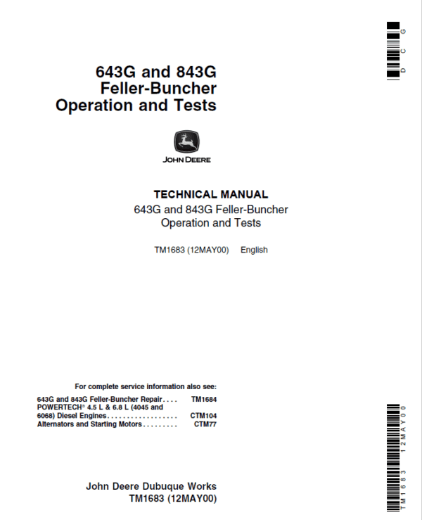 John Deere 643E, 843E Feller Buncher Services Repair Manual - Image 2