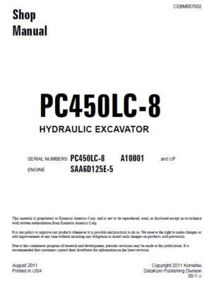 KOMATSU Pc450-8 Pc450lc-8 Repair Service Manual