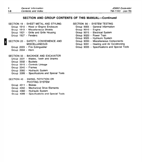 John Deere 890 Excavator Service Manual - Image 4
