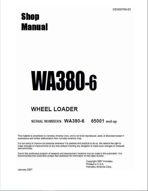 Komatsu Wa380-6 Wheel Loader Service Manual - Image 3