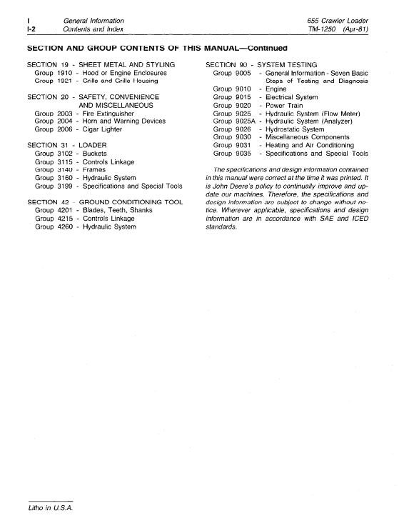 John Deere 655 Crawler Loader Service Manual TM1250 - Image 4