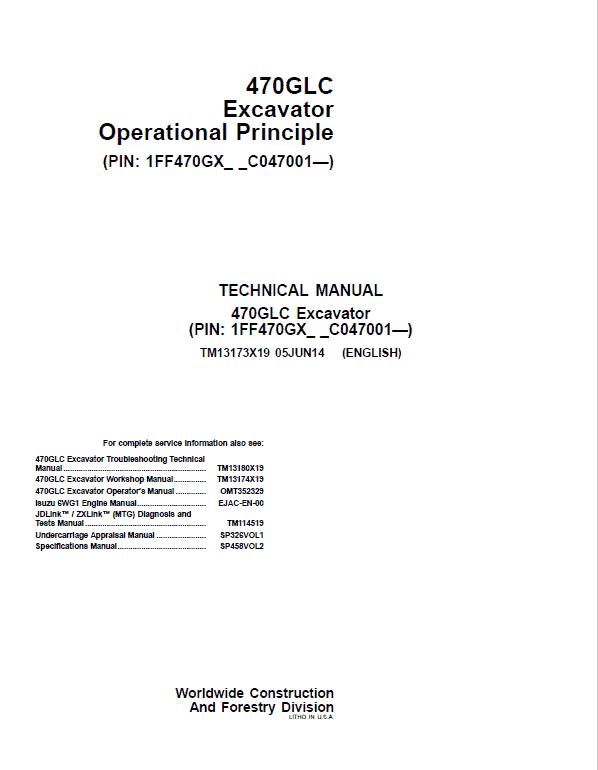 John Deere 470GLC Excavator Repair Service Manual - Image 3