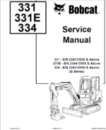Bobcat 331, 331E and 334 Excavator Service Manual