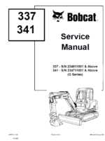 Bobcat 337 and 341 Excavator Service Manual