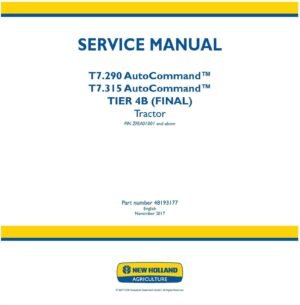 New Holland T7.290 T7.315 Autocommand Tier 4B Final Tractor Service Manual