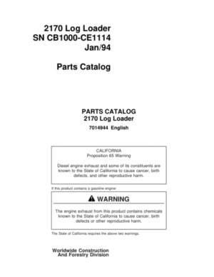 John Deere 2170 Knuckleboom Loader (SN SN CB1000-CE1114) Parts Catalog Manual