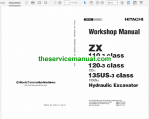 Hitachi ZX110-3, ZX120-3, ZX135US-3 Excavator Service Repair Manual
