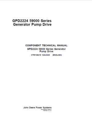 John Deere GPD2224 (59000 Series) Generator Pump Driver Manual