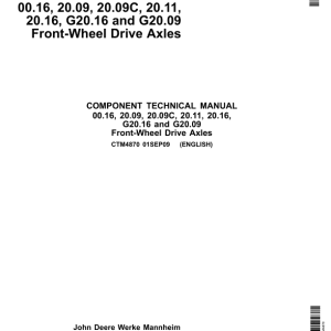 John Deere 00.16 G20.09 Technical Manual