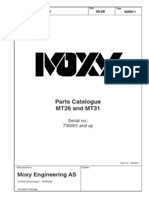 Daewoo Doosan Mt25, Mt26, Mt31 Moxy Articulated Service Parts Manual