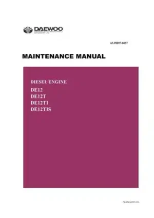 Doosan DE12, DE12T & DE12TI & DE12TIS DIESEL ENGINE Shop Repair Manual