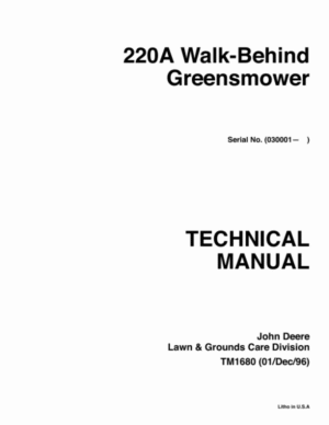 John Deere 220A Greensmower Repair Manual