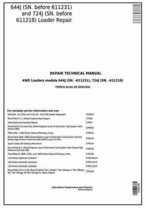 John Deere 724j Operation Tests Technical Manual
