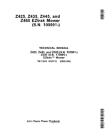 John Deere Z425, Z435, Z445, Z465 EZtrak Mower Repair Manual