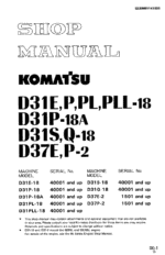 Komatsu D31e-18 D31p-18 D31p-18a D31pl-18 D31pll-18 Service Manual