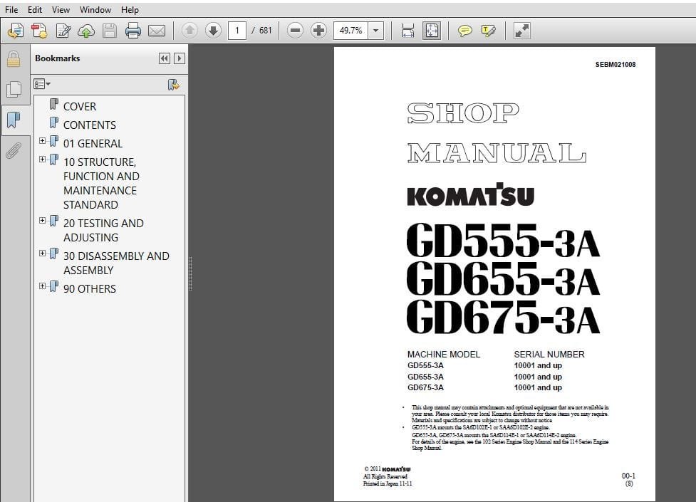 Komatsu Motor Grader 555 655 675-3A Service Manual - Image 2