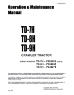 Komatsu Td-7h, Td-8h, Td-9h Crawler Tractor Operation Maintenance Manual