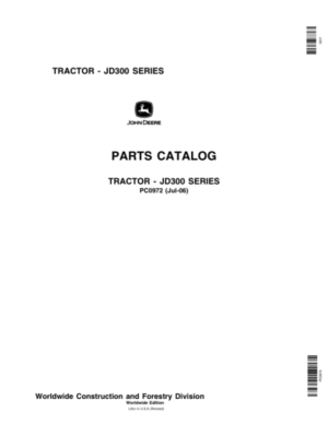 John Deere 300 Tractors Parts Catalog Manual