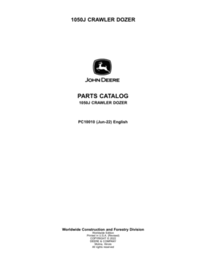 John Deere 1050J Crawler Dozers Parts Catalog Manual