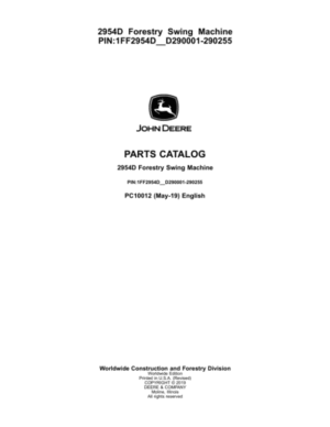 John Deere 2954D Swing Machines Parts Catalog Manual