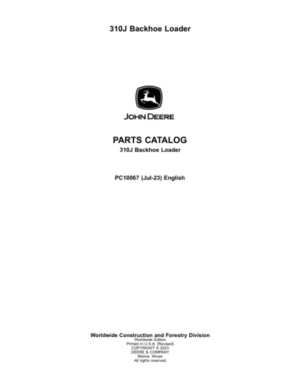 John Deere 310J Backhoe Loaders Parts Catalog Manual