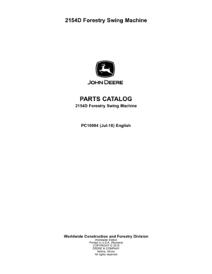 John Deere 2154D Swing Machines (SN D210001-D211156) Parts Catalog Manual